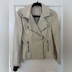 Max Studio Faux Leather Moto Jacket (Cream) Size Small